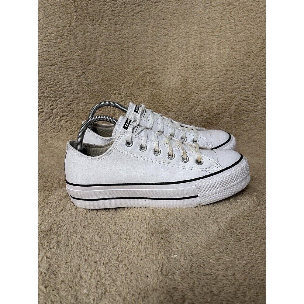 Converse All Star Lift Platform Leather White/Black/White 561680C Size 8.5 Women